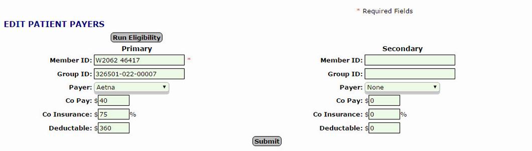 Add/Edit Insurance information and run real time Eligibility