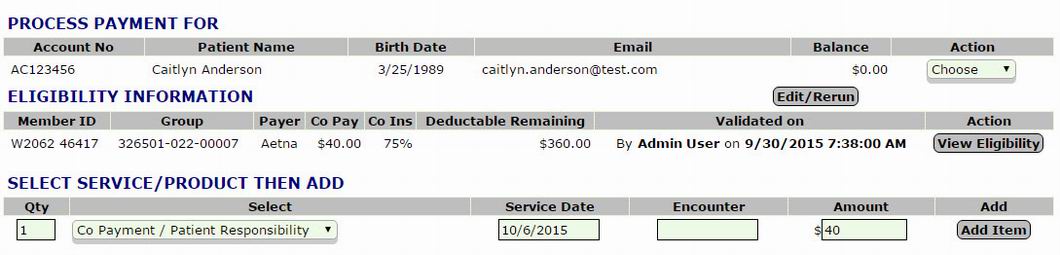 View Insurance information and Eligibility at Patient Checkout 
